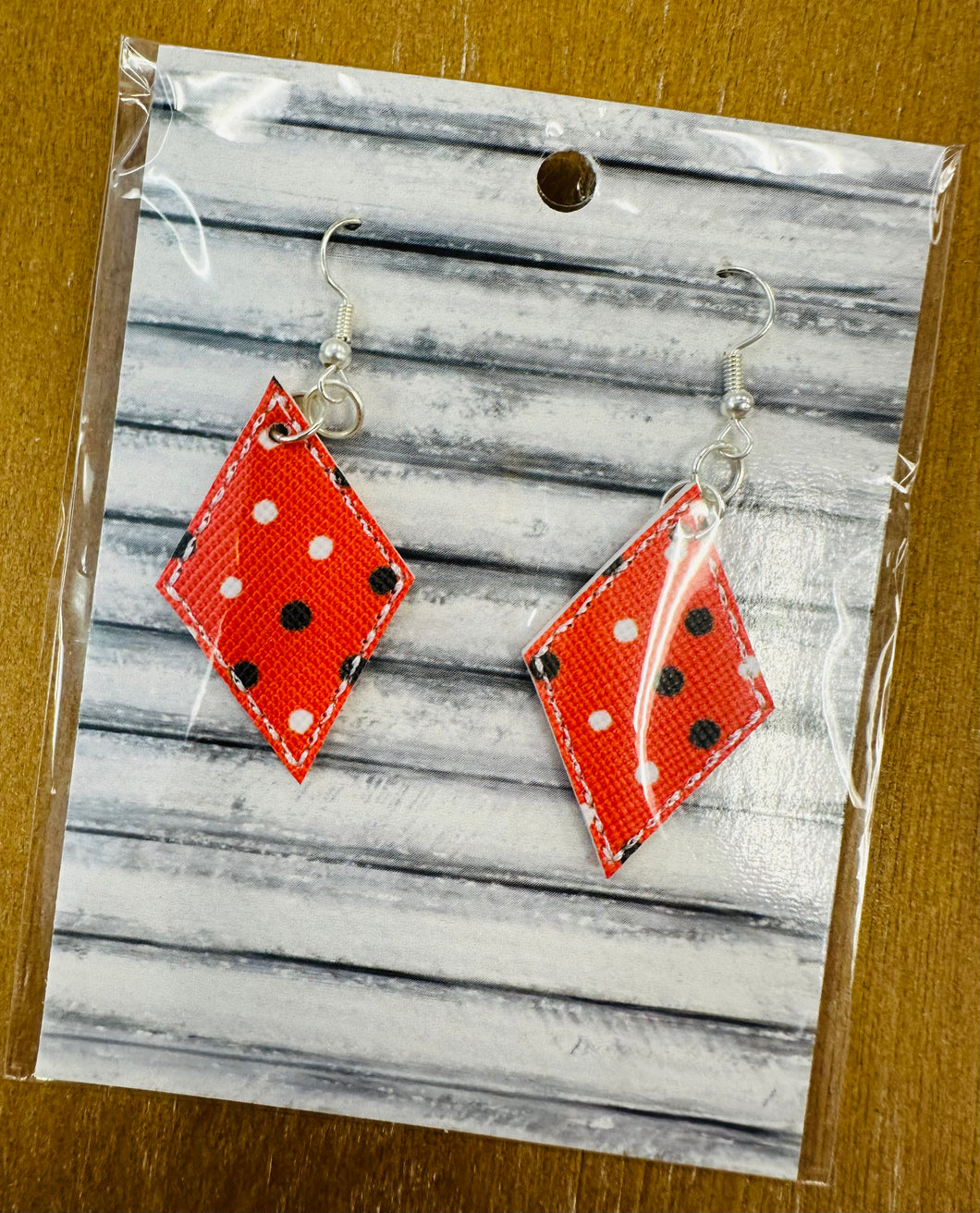 Orange Polka Dot Diamond Dangles